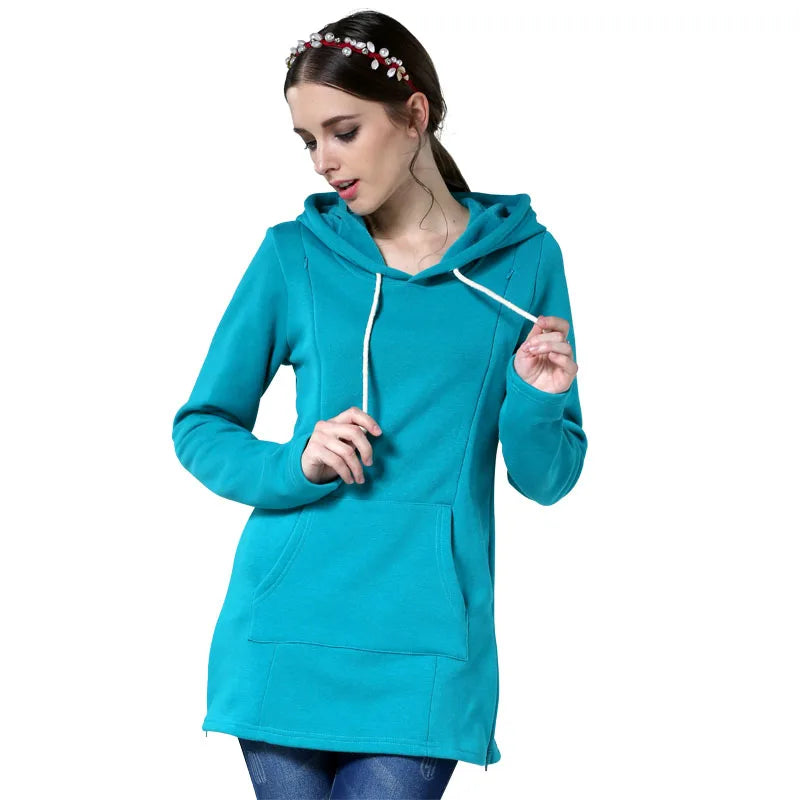 Autumn Winter Maternity Clothes Breastfeeding Tops Nursing Hoodies Thickened Warming Long Sleeve Pregnant Women Hoodie Sweater