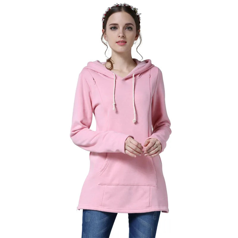 Autumn Winter Maternity Clothes Breastfeeding Tops Nursing Hoodies Thickened Warming Long Sleeve Pregnant Women Hoodie Sweater