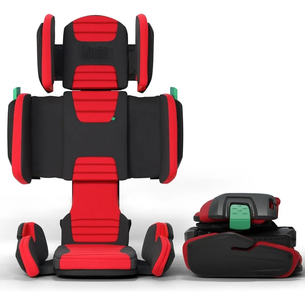 Hifold Adjustable Kids High Back Booster Car Seat with Strap, Racing Red