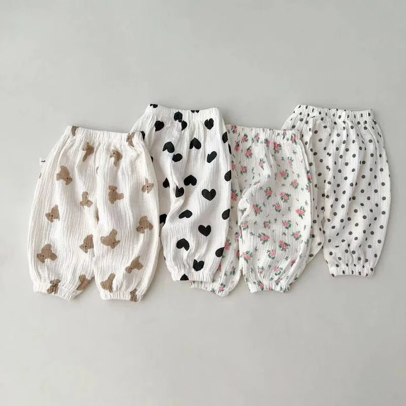 Organic Cotton Baby Pants Newborn Toddlers Autumn Spring Summer Winter Cute Print Soft Muslin Clothes Pants Pantalons Capris