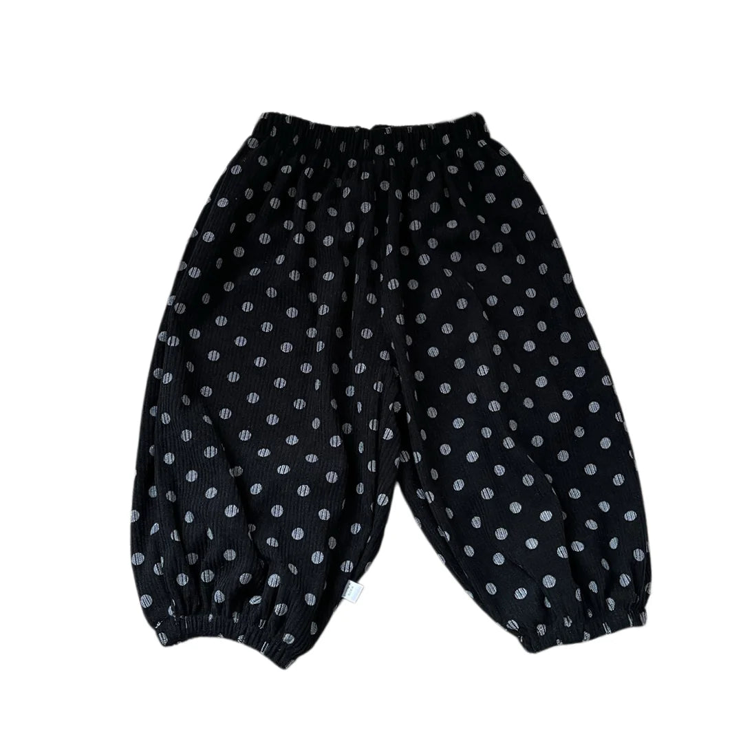 Autumn Korean Style Harem Pants Floral Polka Dot Elastic Waist Corduroy Pants For Boys Girls Casual Children Trousers