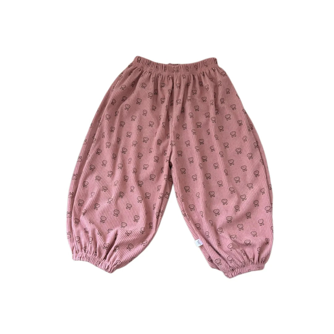 Autumn Korean Style Harem Pants Floral Polka Dot Elastic Waist Corduroy Pants For Boys Girls Casual Children Trousers