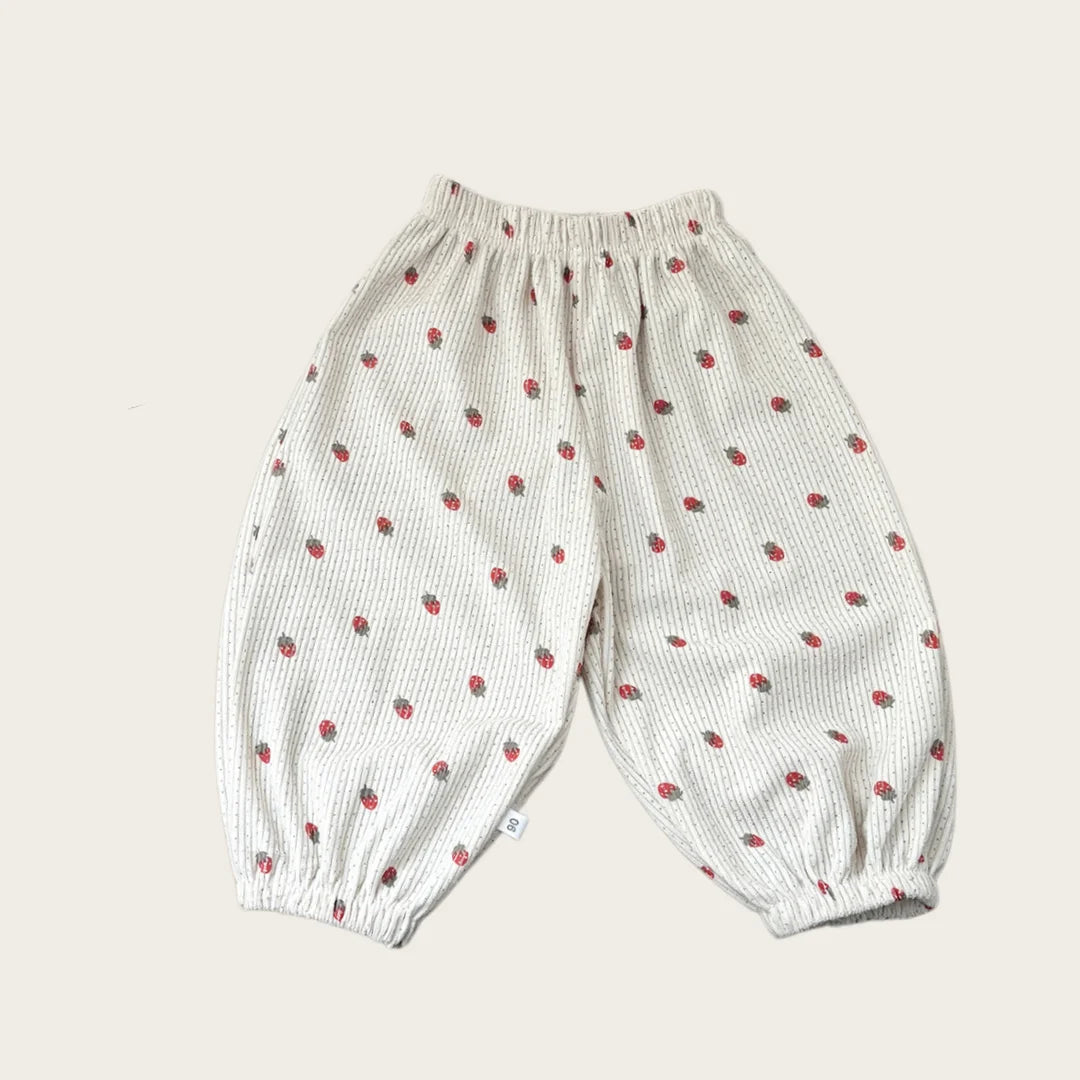 Autumn Korean Style Harem Pants Floral Polka Dot Elastic Waist Corduroy Pants For Boys Girls Casual Children Trousers