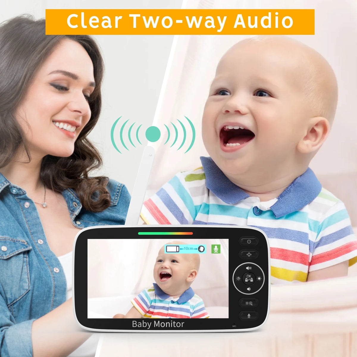 SM530A/SM50 Baby Monitor 5 Inch HD Rotating Baby Monitor Wireless Shaking Head Camera Night Vision Intercom Lullaby Baby Safety