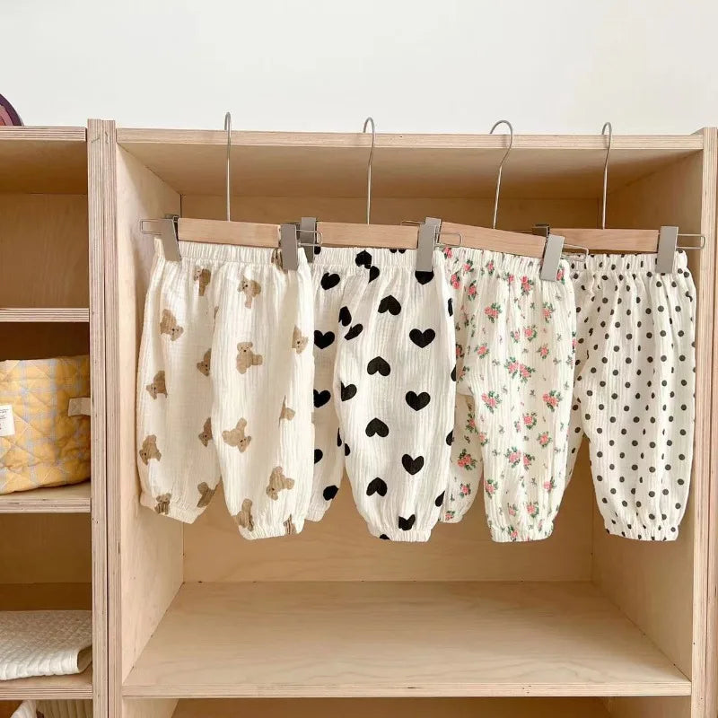 Organic Cotton Baby Pants Newborn Toddlers Autumn Spring Summer Winter Cute Print Soft Muslin Clothes Pants Pantalons Capris
