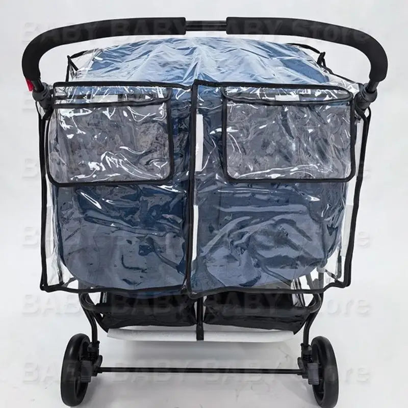 Universal Twin Baby Strollers Rain Cover Protector Windproof Design Raincoat Feature Easy Foldable For Travel Daily
