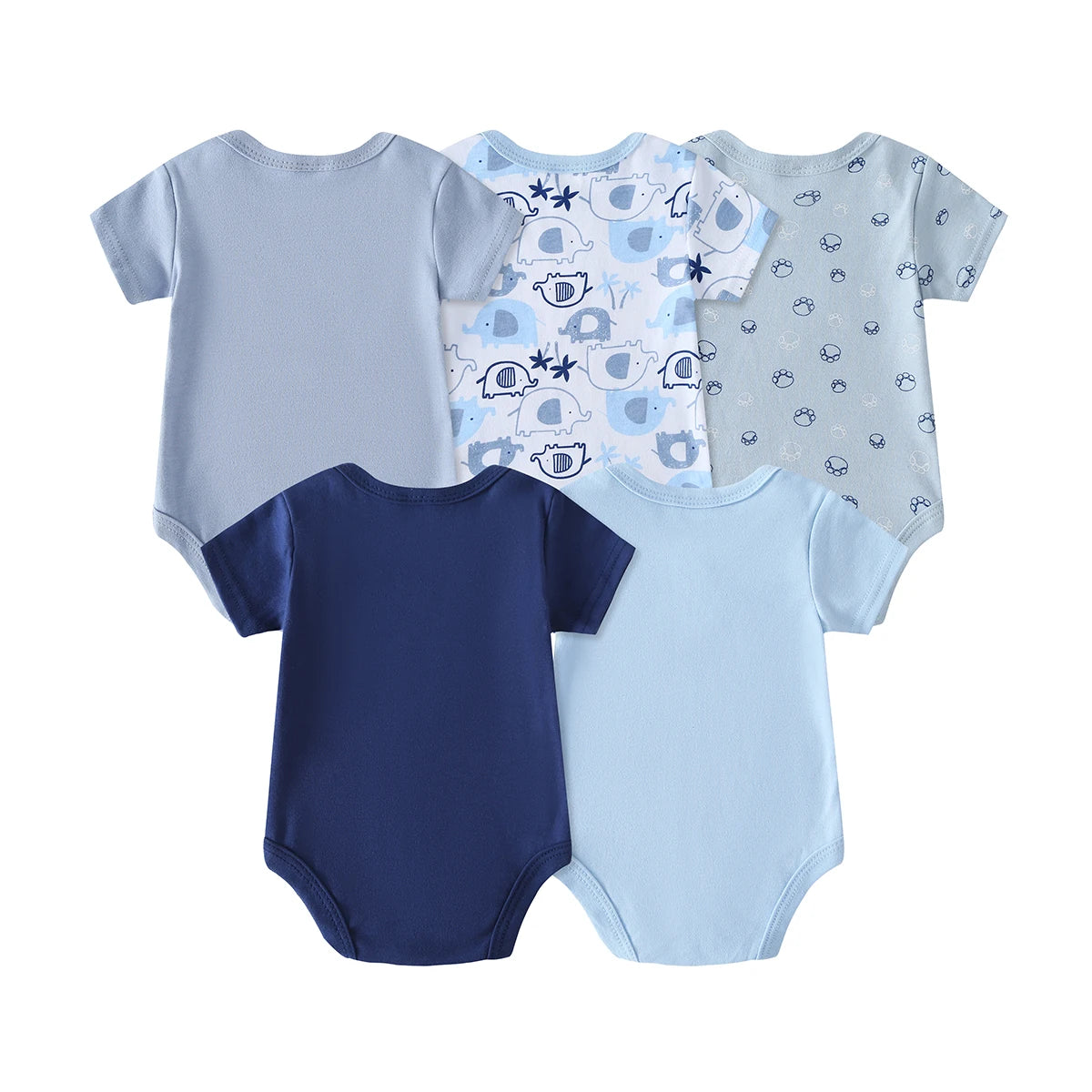 5pcs Newborn Baby Boy Short Sleeve Bodysuits, Cotton Cute Dinosaur Cartoon Rompers, Infant 1pc Jumpsuits, Round Neck Summer Outfits, Hospital Bag Essentials (Boys), Perfect for Outdoor