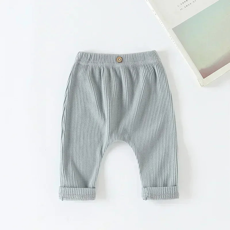 Baby Solid Leggings Girls All-match Striped Skinny Pants Kids Cotton Elasticity Slim Pants Newborn Boy Stretch Trousers