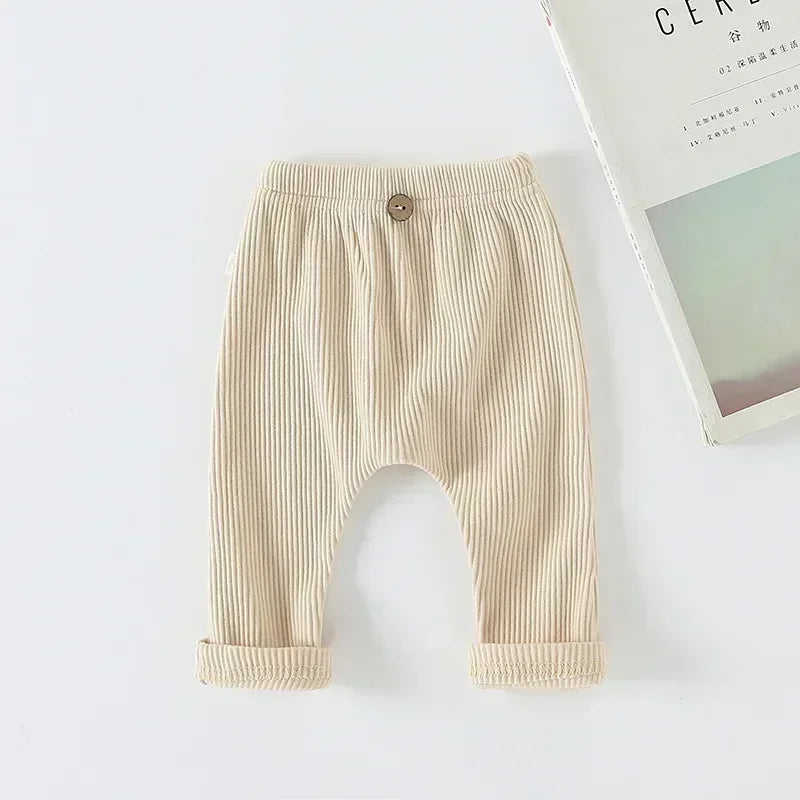 Baby Solid Leggings Girls All-match Striped Skinny Pants Kids Cotton Elasticity Slim Pants Newborn Boy Stretch Trousers