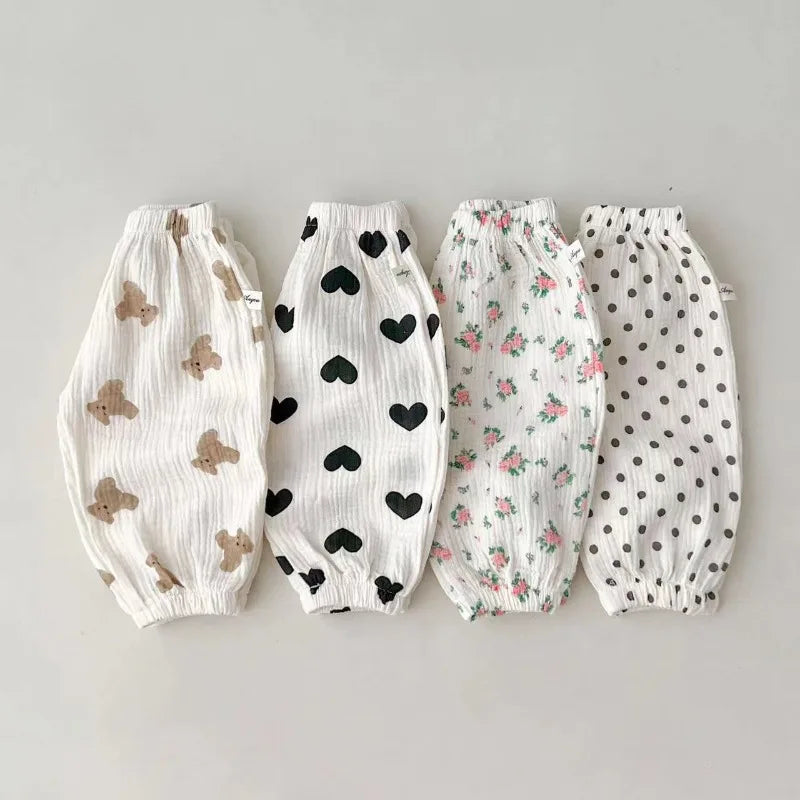 Organic Cotton Baby Pants Newborn Toddlers Autumn Spring Summer Winter Cute Print Soft Muslin Clothes Pants Pantalons Capris