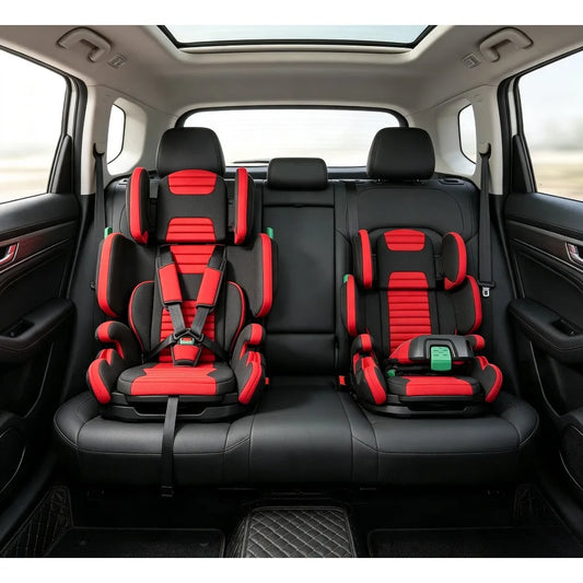 Hifold Adjustable Kids High Back Booster Car Seat with Strap, Racing Red