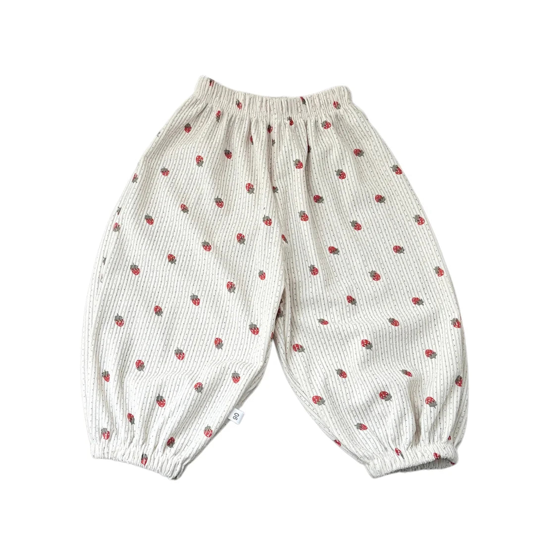 Autumn Korean Style Harem Pants Floral Polka Dot Elastic Waist Corduroy Pants For Boys Girls Casual Children Trousers