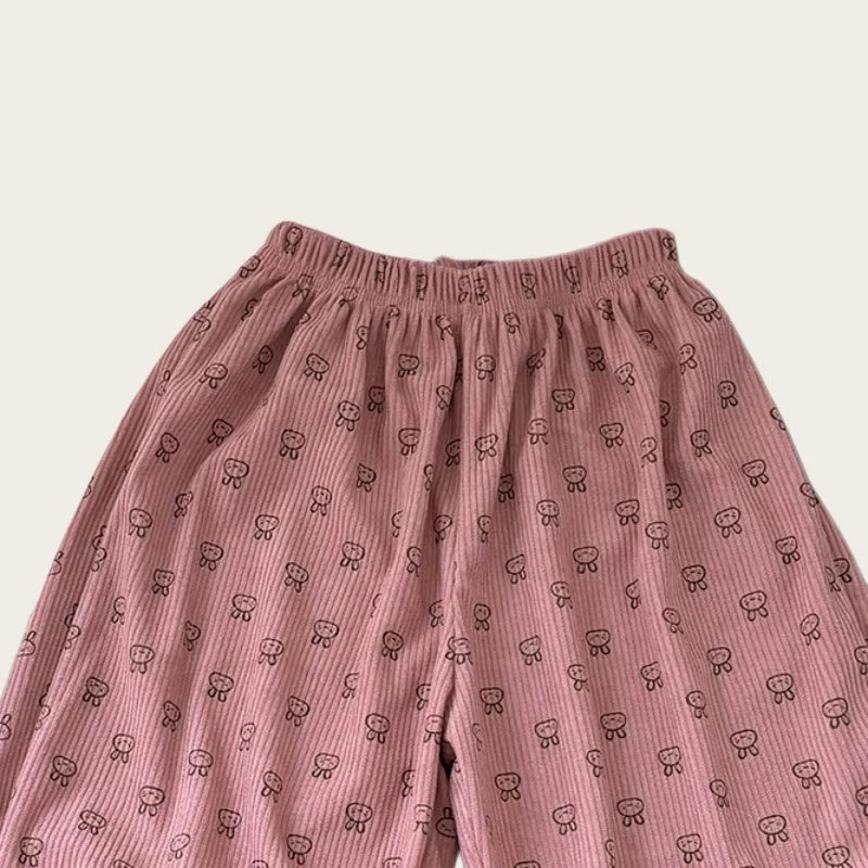 Autumn Korean Style Harem Pants Floral Polka Dot Elastic Waist Corduroy Pants For Boys Girls Casual Children Trousers