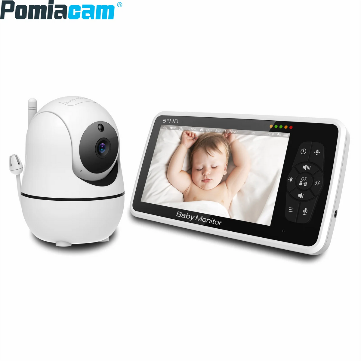 SM530A/SM50 Baby Monitor 5 Inch HD Rotating Baby Monitor Wireless Shaking Head Camera Night Vision Intercom Lullaby Baby Safety