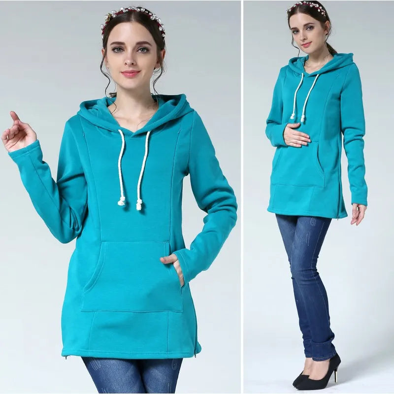 Autumn Winter Maternity Clothes Breastfeeding Tops Nursing Hoodies Thickened Warming Long Sleeve Pregnant Women Hoodie Sweater