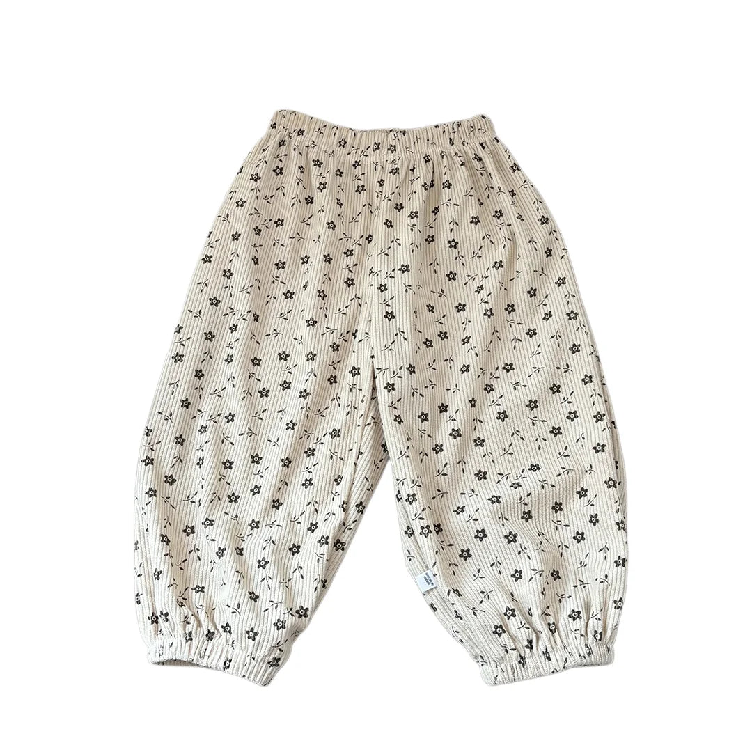 Autumn Korean Style Harem Pants Floral Polka Dot Elastic Waist Corduroy Pants For Boys Girls Casual Children Trousers