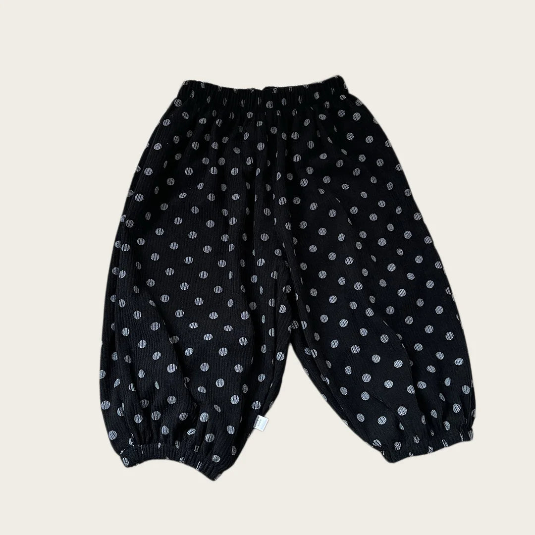 Autumn Korean Style Harem Pants Floral Polka Dot Elastic Waist Corduroy Pants For Boys Girls Casual Children Trousers