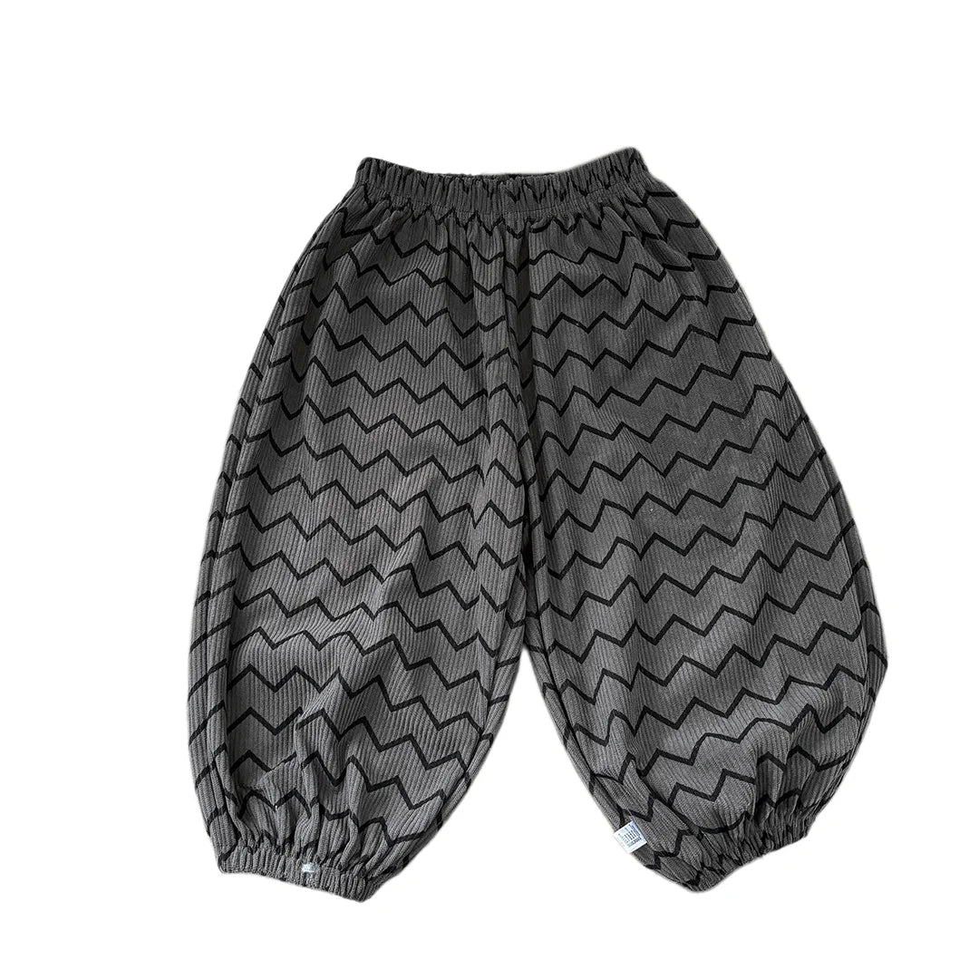 Autumn Korean Style Harem Pants Floral Polka Dot Elastic Waist Corduroy Pants For Boys Girls Casual Children Trousers