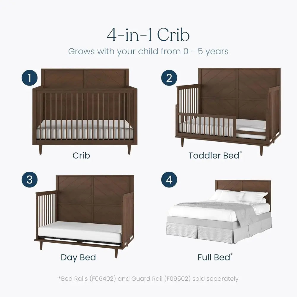 Surrey Hill Design 4-in-1 Convertible Baby Crib Nursery urniture Set, Baby Bed and 3 Der Drer, or Babies, Toddlers and Kids Bedr