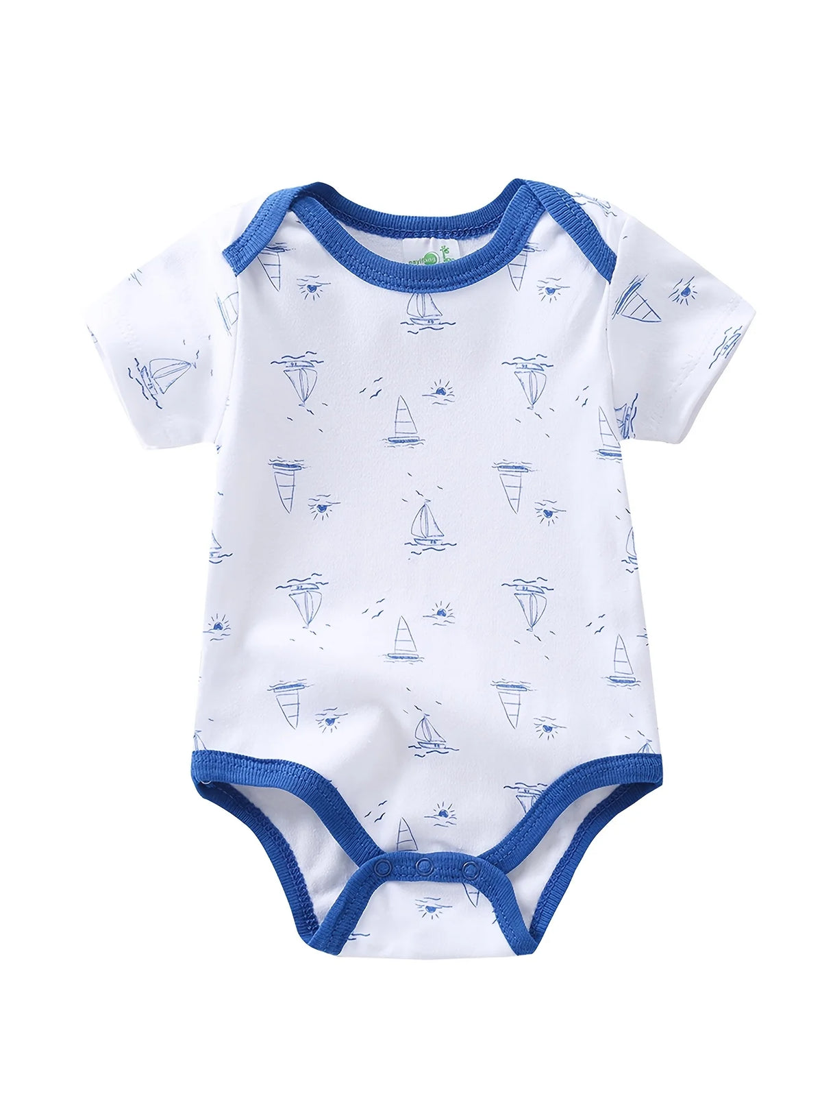 5pcs Baby Boy Triangle Rompers, Creative Baby Bodysuits, Short Crawler Onesies, Short Sleeve Jumpsuits with Sailboat Pattern, Soft Breathable Casual Infant Clothes, Newborn Hospital Essentials, Bargain, for Outdoor