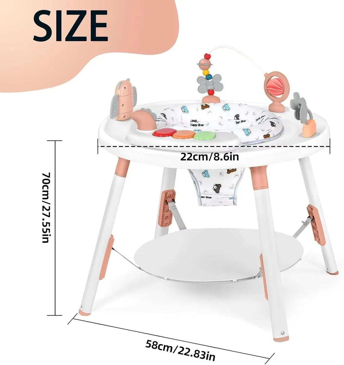 Baby 3-in-1 Activity Center & Jumper Table with 360° Rotating Seat & Removable Toys, Perfect for Infant Play & Entertainment