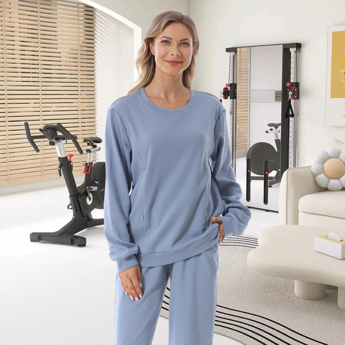 2025 New Maternity Clothes Wear Set Waffle Breastfeeding Sweater Hoodies Pregnancy Casual Tops for Pregnant Women Autumn Winter