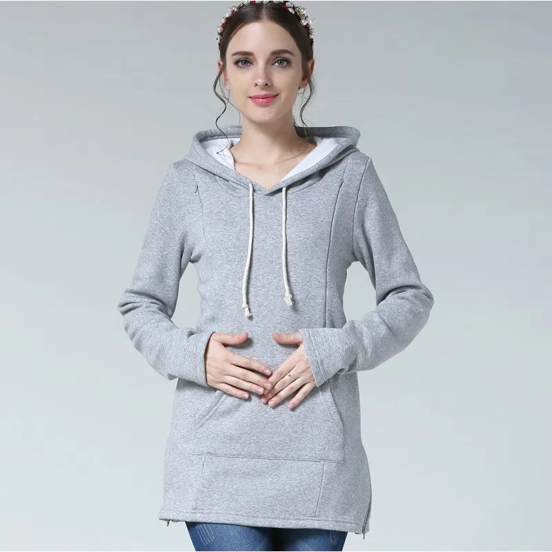 Autumn Winter Maternity Clothes Breastfeeding Tops Nursing Hoodies Thickened Warming Long Sleeve Pregnant Women Hoodie Sweater