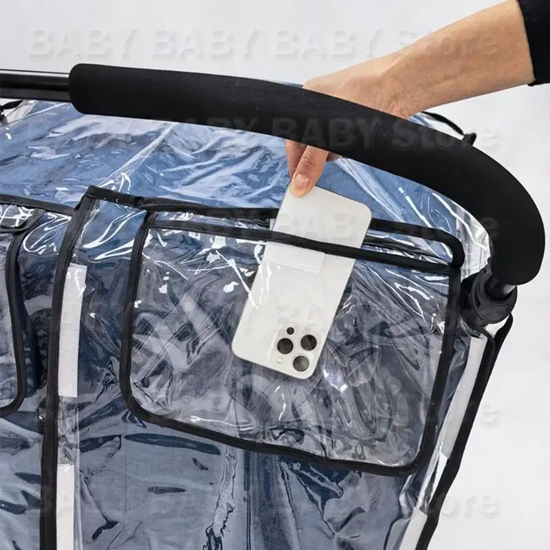 Universal Twin Baby Strollers Rain Cover Protector Windproof Design Raincoat Feature Easy Foldable For Travel Daily