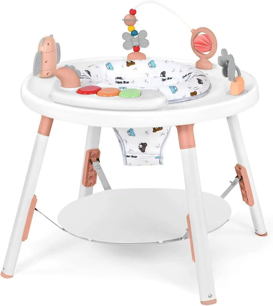 Baby 3-in-1 Activity Center & Jumper Table with 360° Rotating Seat & Removable Toys, Perfect for Infant Play & Entertainment