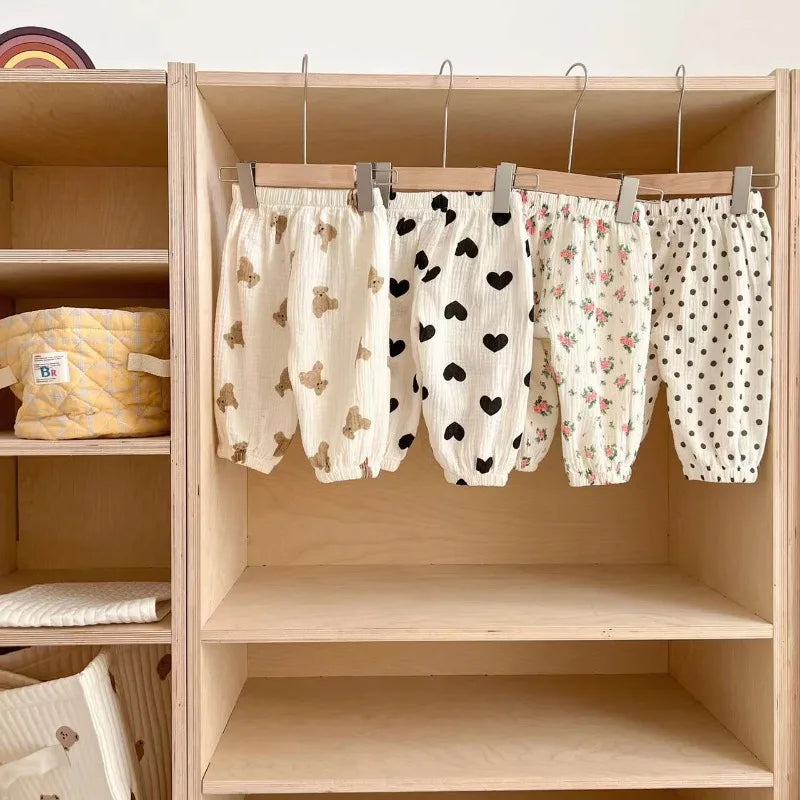 Organic Cotton Baby Pants Newborn Toddlers Autumn Spring Summer Winter Cute Print Soft Muslin Clothes Pants Pantalons Capris
