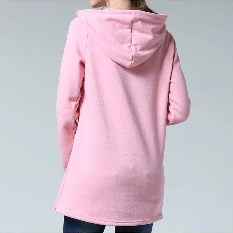 Autumn Winter Maternity Clothes Breastfeeding Tops Nursing Hoodies Thickened Warming Long Sleeve Pregnant Women Hoodie Sweater