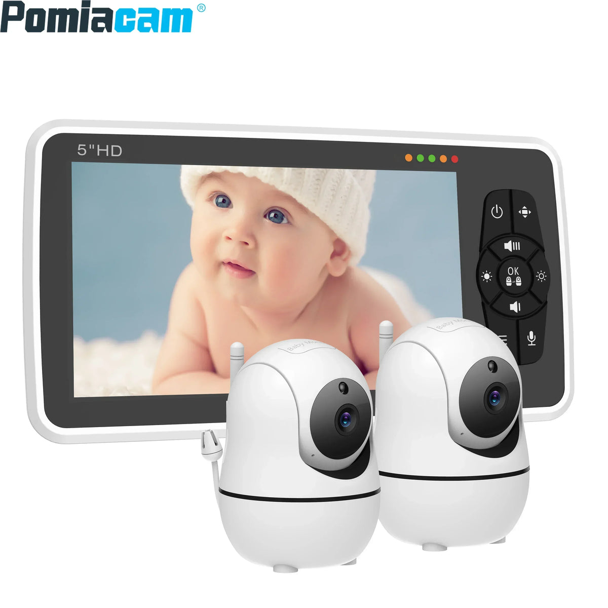 SM530A/SM50 Baby Monitor 5 Inch HD Rotating Baby Monitor Wireless Shaking Head Camera Night Vision Intercom Lullaby Baby Safety